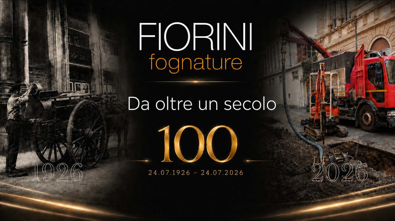 Fiorini Fognature, da oltre un secolo al vostro servizio. 24 luglio 1926 - 24 luglio 2026